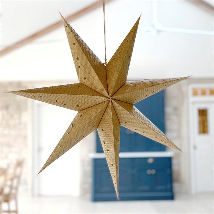 Hanging FSC Paper Sparkle Star Decoration - Gold
