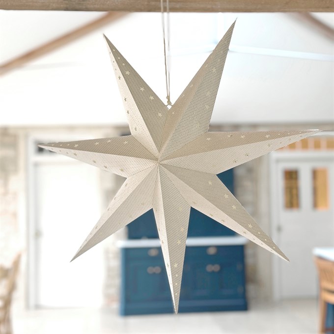 Hanging FSC Paper Sparkle Star Decoration - White