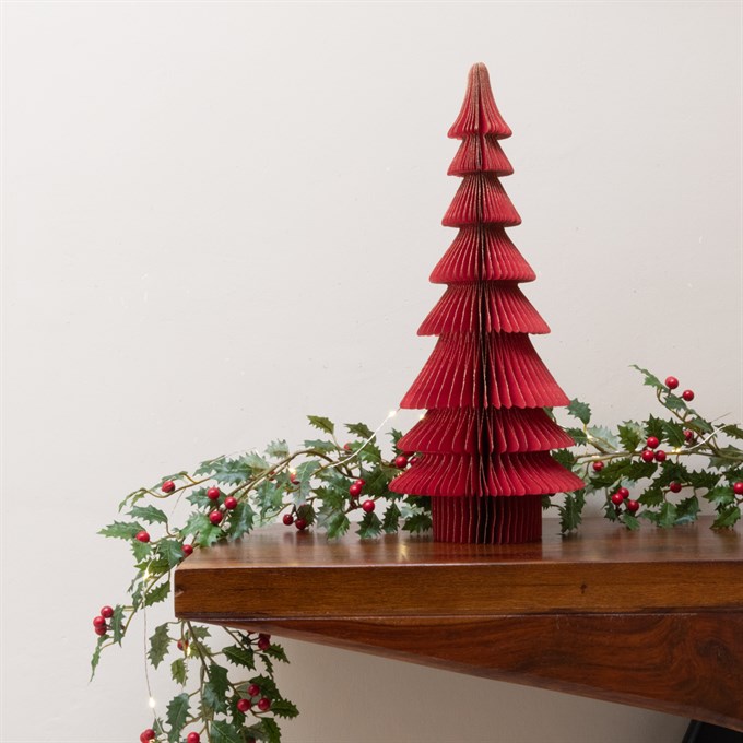 FSC Paper Christmas Tree Tabletop Decoration - Red