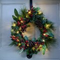 Prelit Pine Wreath with Cones and Berries