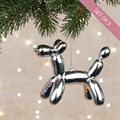 Set of 3 Balloon Dog Tree Decorations Silver