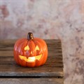 Light Up Ceramic Halloween Pumpkin