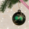 Set of 3 Glass Myla Snowflake Baubles - Green