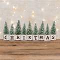 Wood Christmas Tabletop Sign with Bristle Trees