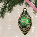 Set of 3 Glass Glitter Tallula Finials - Green