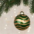 Glass Hanna Bauble with Gold Waves - Green