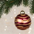 Glass Hanna Bauble with Gold Waves - Plum