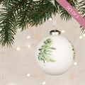 Set of 3 Glass Fir Tree Baubles - White