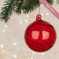 Set of 3 Large Glass Haylee Swirl Baubles - Red