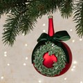 Large Glass Christmas Wreath Bauble with Bow