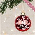 Set of 3 Glass Snowflake Baubles - Red