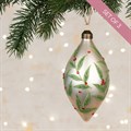 Set of 3 Glass Kendra Finial Baubles - White/Green