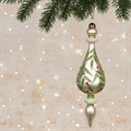 Glass Kendra Finial 23cm - White/Green