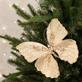 Clip on Metallic Beaded Butterfly - Gold