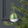 Papier Mache Christmas Tree Bauble - Natural/Green