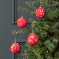 Box of 4 Papier Mache Baubles - Red/Gold