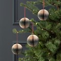 Box of 4 FSC Paper Baubles - Green/Cream